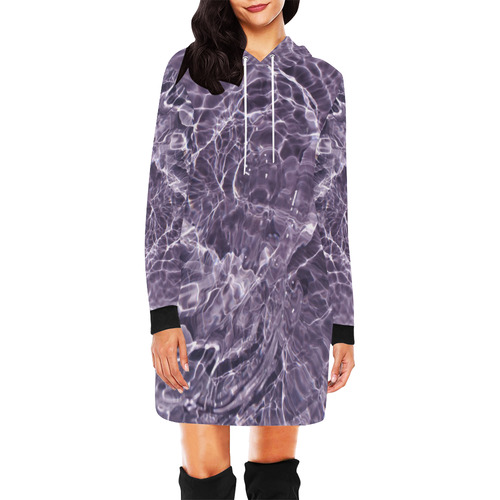 Lilac Bubbles All Over Print Hoodie Mini Dress (Model H27)