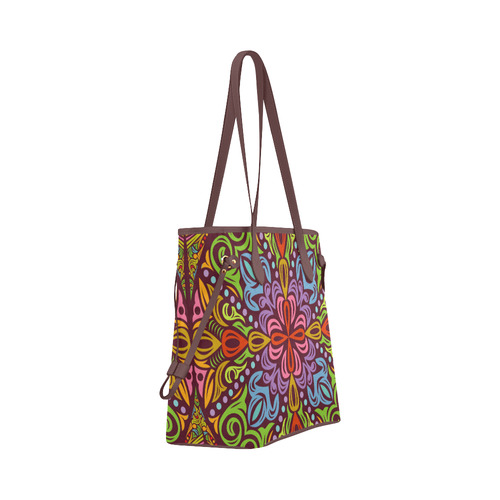 Colorful Mandala Design Clover Canvas Tote Bag (Model 1661)