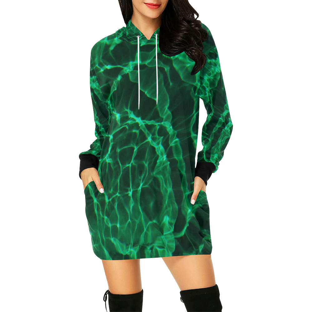 Green Dive All Over Print Hoodie Mini Dress (Model H27)