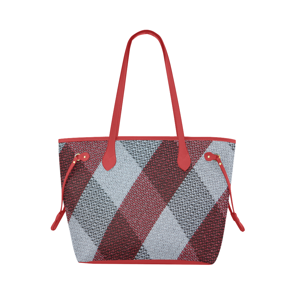 Red Grey Plaid Clover Canvas Tote Bag (Model 1661)