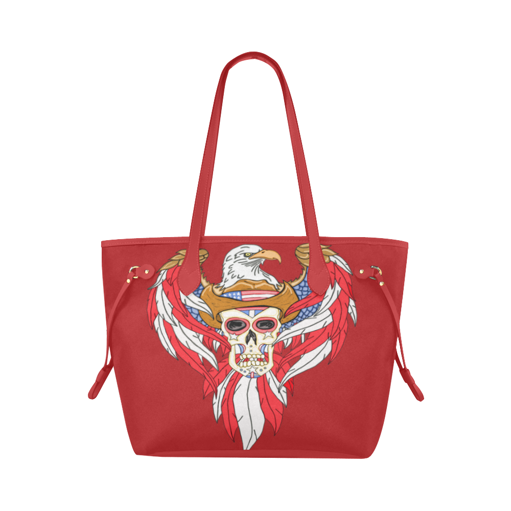 American Eagle Sugar Skull Red Clover Canvas Tote Bag (Model 1661)