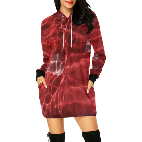 Red River All Over Print Hoodie Mini Dress (Model H27)