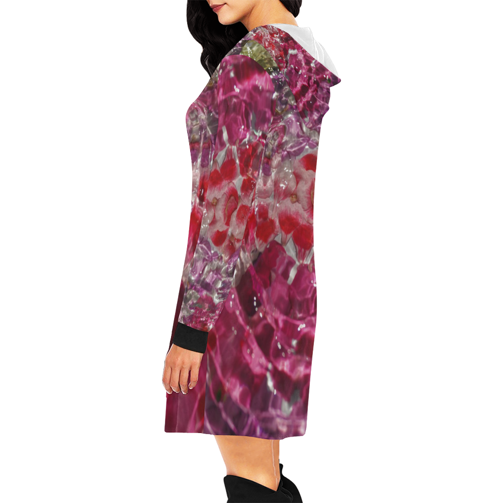 Petal Mania All Over Print Hoodie Mini Dress (Model H27)