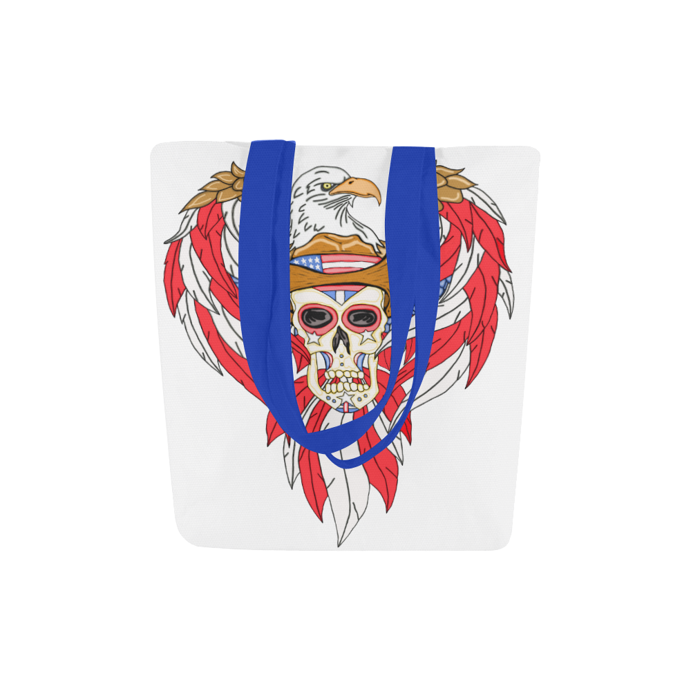 American Eagle Sugar Skull Blue Canvas Tote Bag (Model 1657)