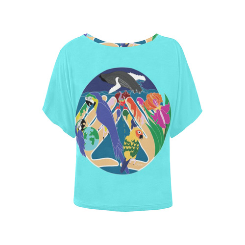 Tropical Creation Bat-Wing Shirt Women's Batwing-Sleeved Blouse T shirt (Model T44)