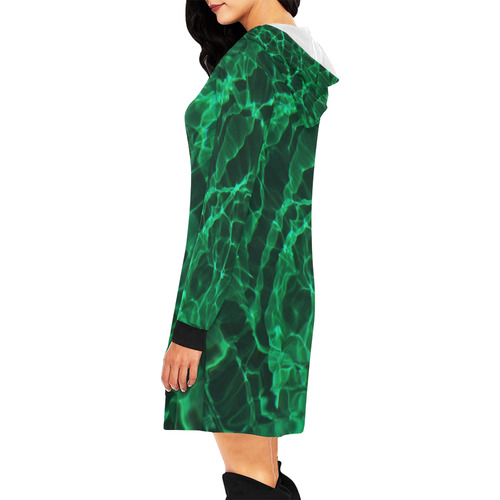 Green Dive All Over Print Hoodie Mini Dress (Model H27)