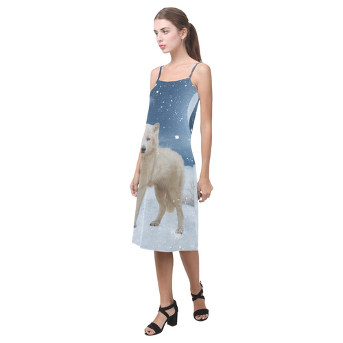 Awesome arctic wolf Alcestis Slip Dress (Model D05)