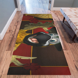 Funny parrot with summer hat Area Rug 9'6''x3'3''