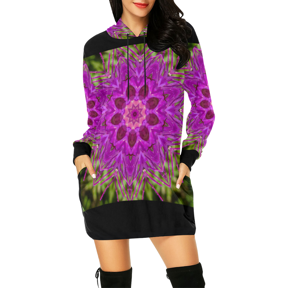 Fuchsia by Martina Webster All Over Print Hoodie Mini Dress (Model H27)