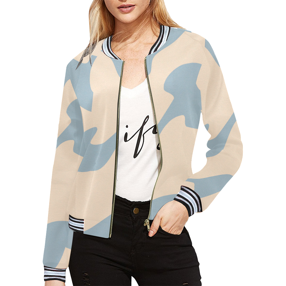 blue and pink camo All Over Print Bomber Jacket for Women (Model H21)