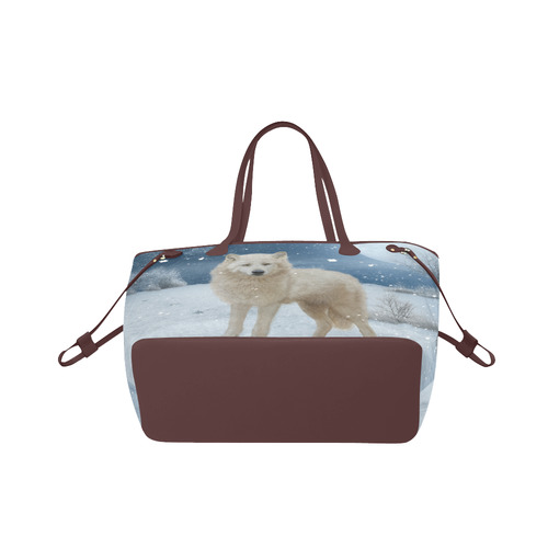 Awesome arctic wolf Clover Canvas Tote Bag (Model 1661)