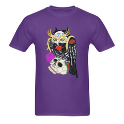 Owl Sugar Skull Purple Men's T-Shirt in USA Size (Two Sides Printing)