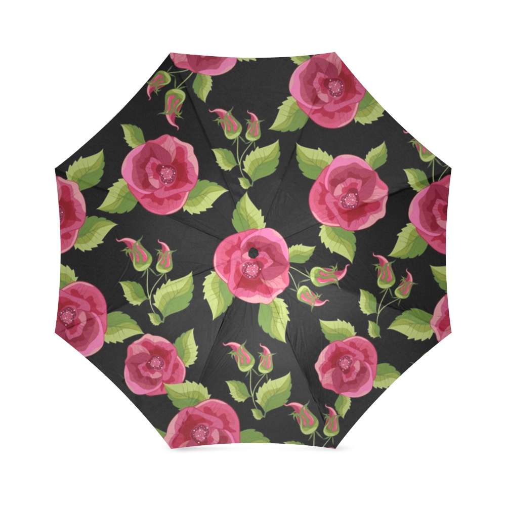 Blooming Pink Roses Foldable Umbrella (Model U01)