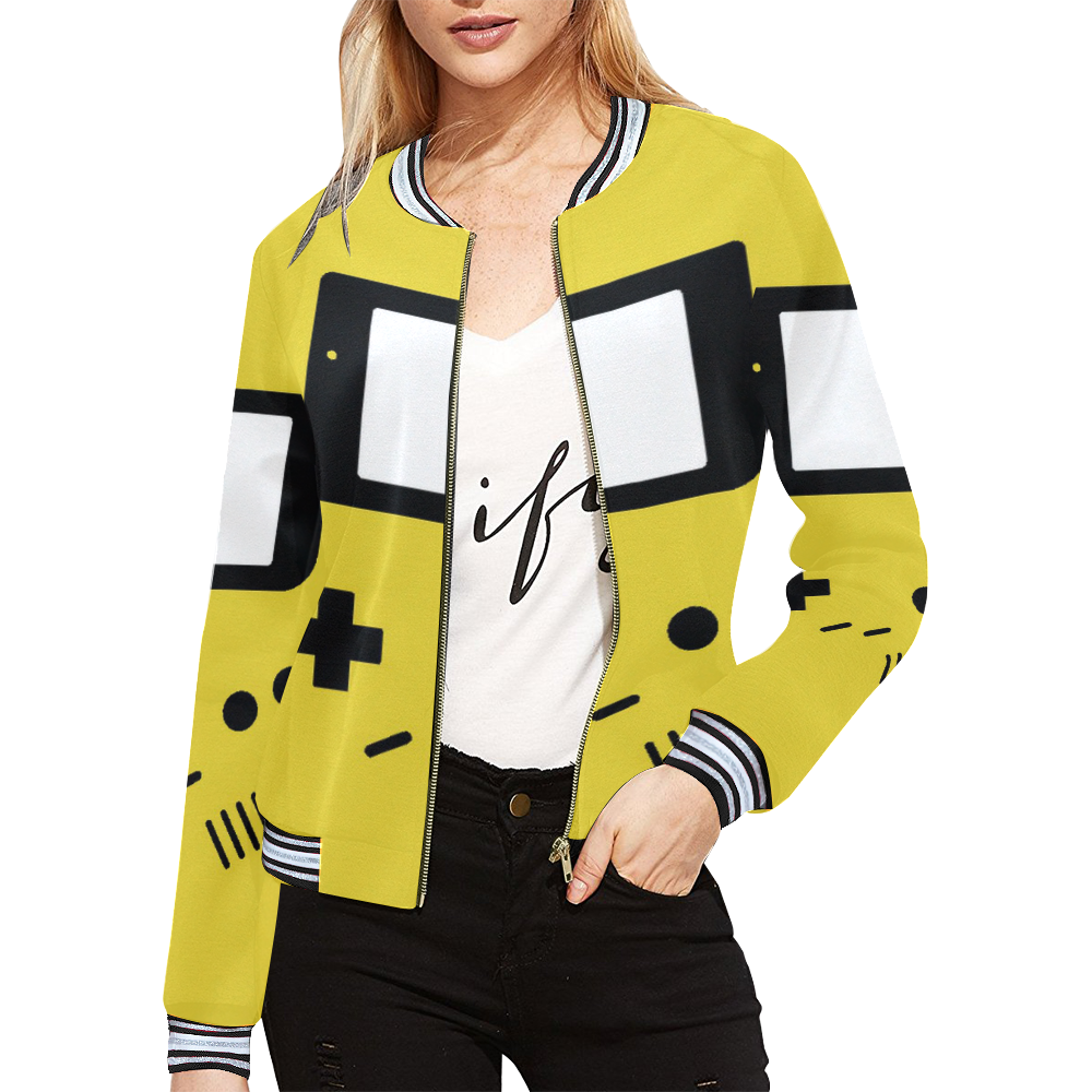 gameboy All Over Print Bomber Jacket for Women (Model H21)