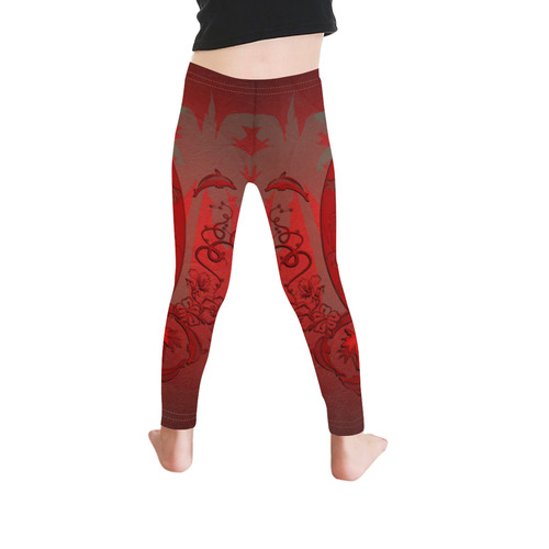 Sport, surfing with dolphin Kid's Ankle Length Leggings (Model L06)