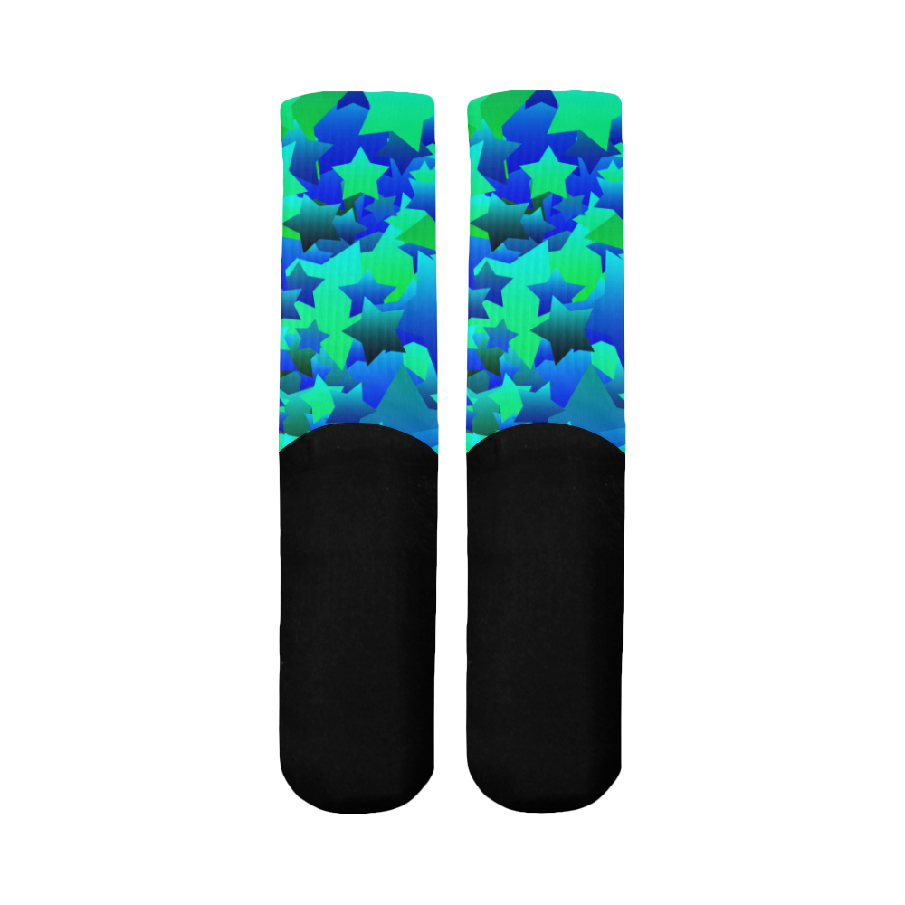 Bubble Stars Blue Mid-Calf Socks (Black Sole)