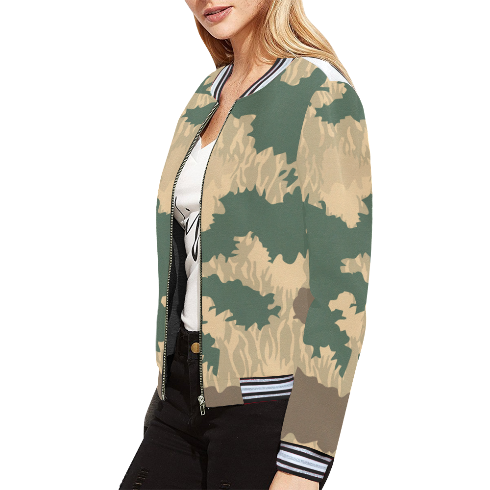 Camo brown All Over Print Bomber Jacket for Women (Model H21)
