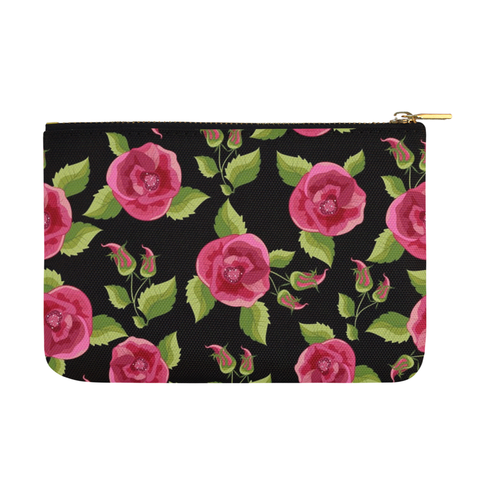 Blooming Pink Roses Carry-All Pouch 12.5''x8.5''