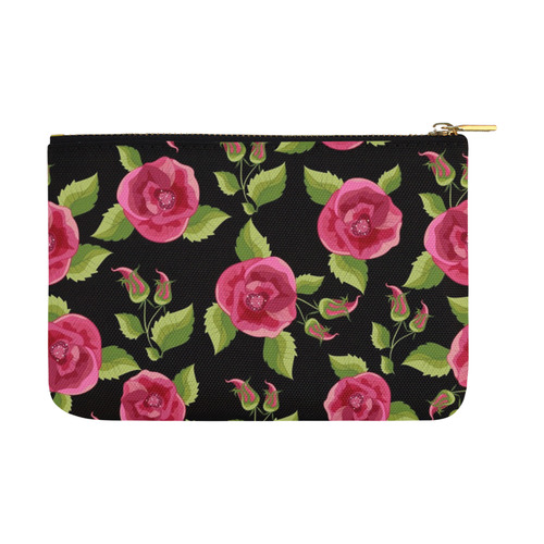 Blooming Pink Roses Carry-All Pouch 12.5''x8.5''