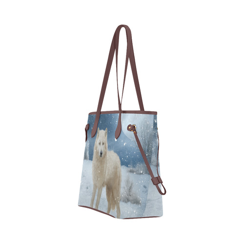 Awesome arctic wolf Clover Canvas Tote Bag (Model 1661)