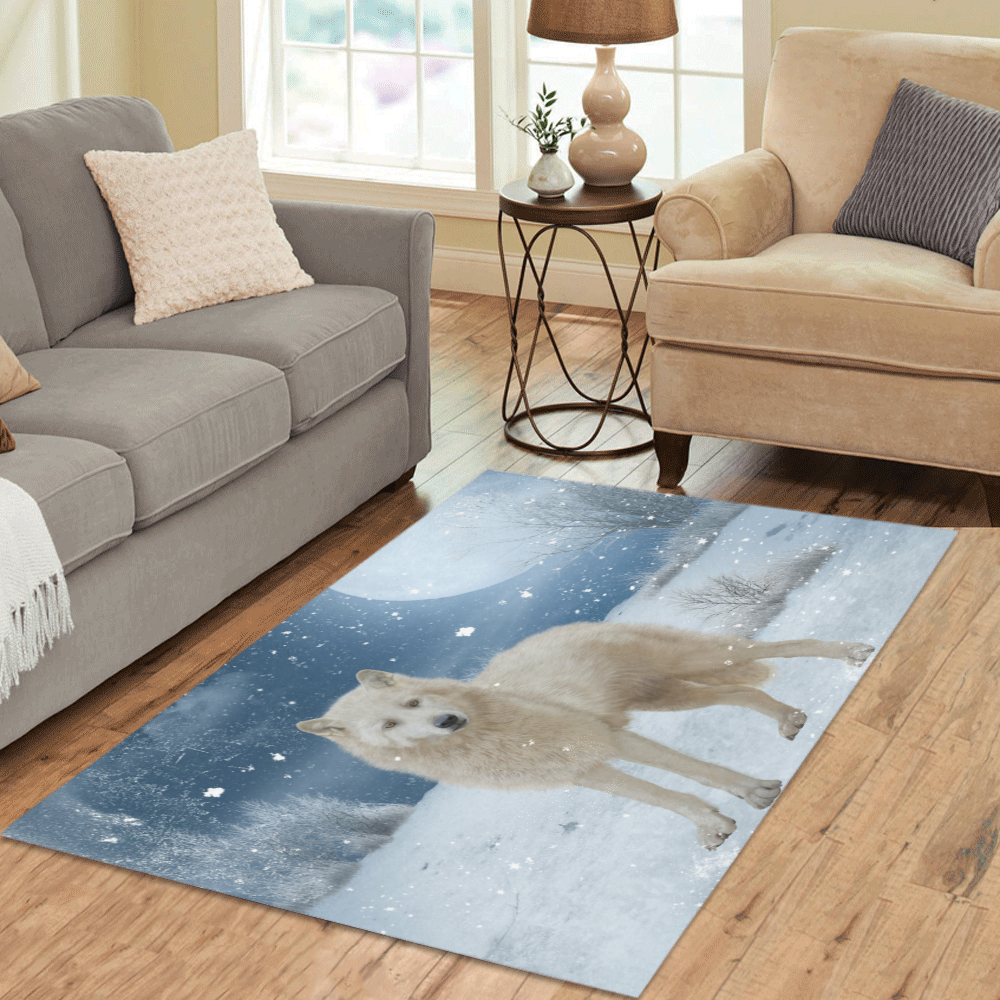 Awesome arctic wolf Area Rug 5'3''x4'