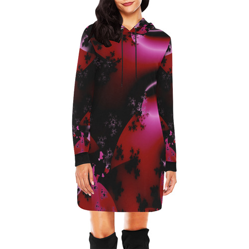 Pink & Black by Martina Webster All Over Print Hoodie Mini Dress (Model H27)