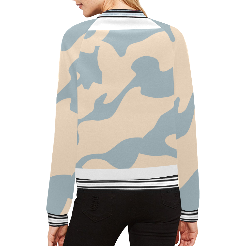 blue and pink camo All Over Print Bomber Jacket for Women (Model H21)