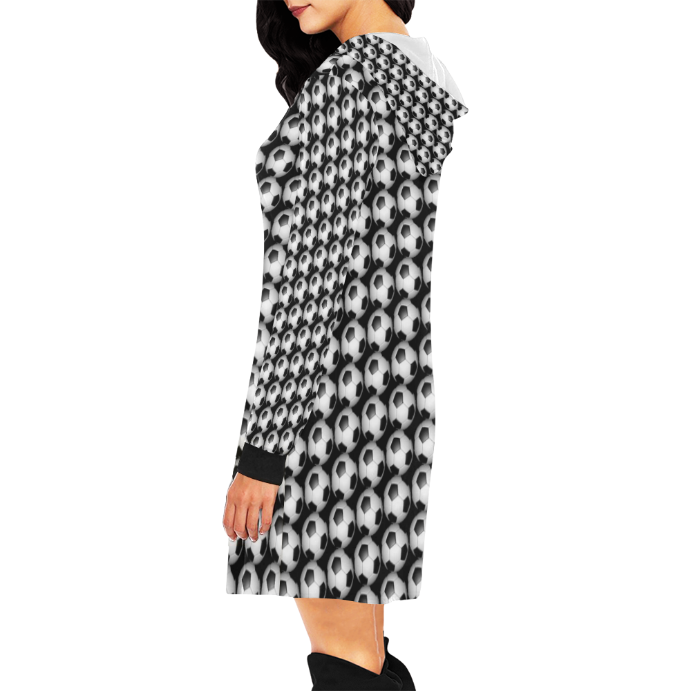 Soccer Tiled by Martina Webster All Over Print Hoodie Mini Dress (Model H27)