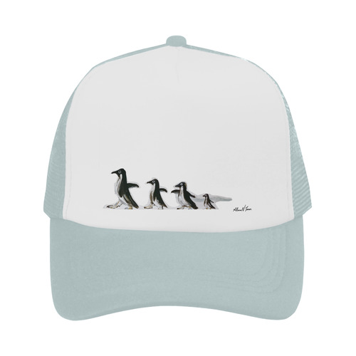 Penguin Family Walk on Thin Ice Grey by ANoelleJay Trucker Hat