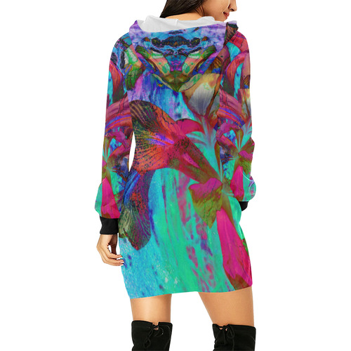 Abstract Iris Blue by Martina Webster All Over Print Hoodie Mini Dress (Model H27)