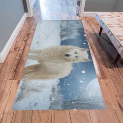 Awesome arctic wolf Area Rug 7'x3'3''