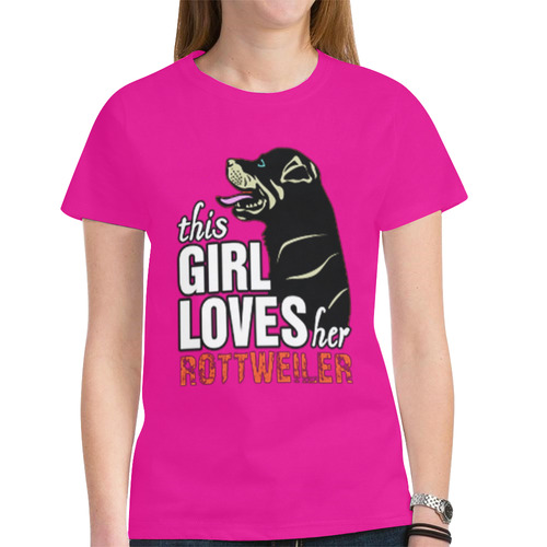 This Girl Loves Her Rottweiler New All Over Print T-shirt for Women (Model T45)