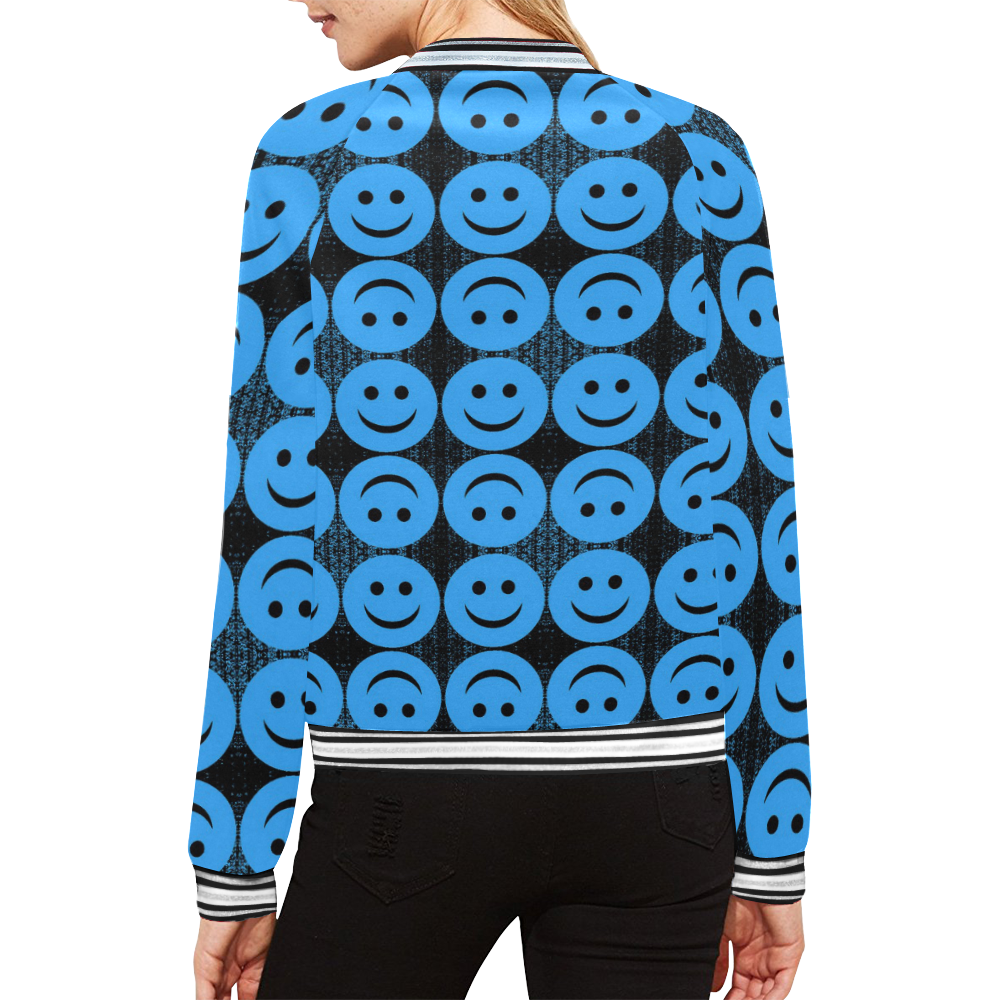 SMILES FOR EVERYONE-2 All Over Print Bomber Jacket for Women (Model H21)