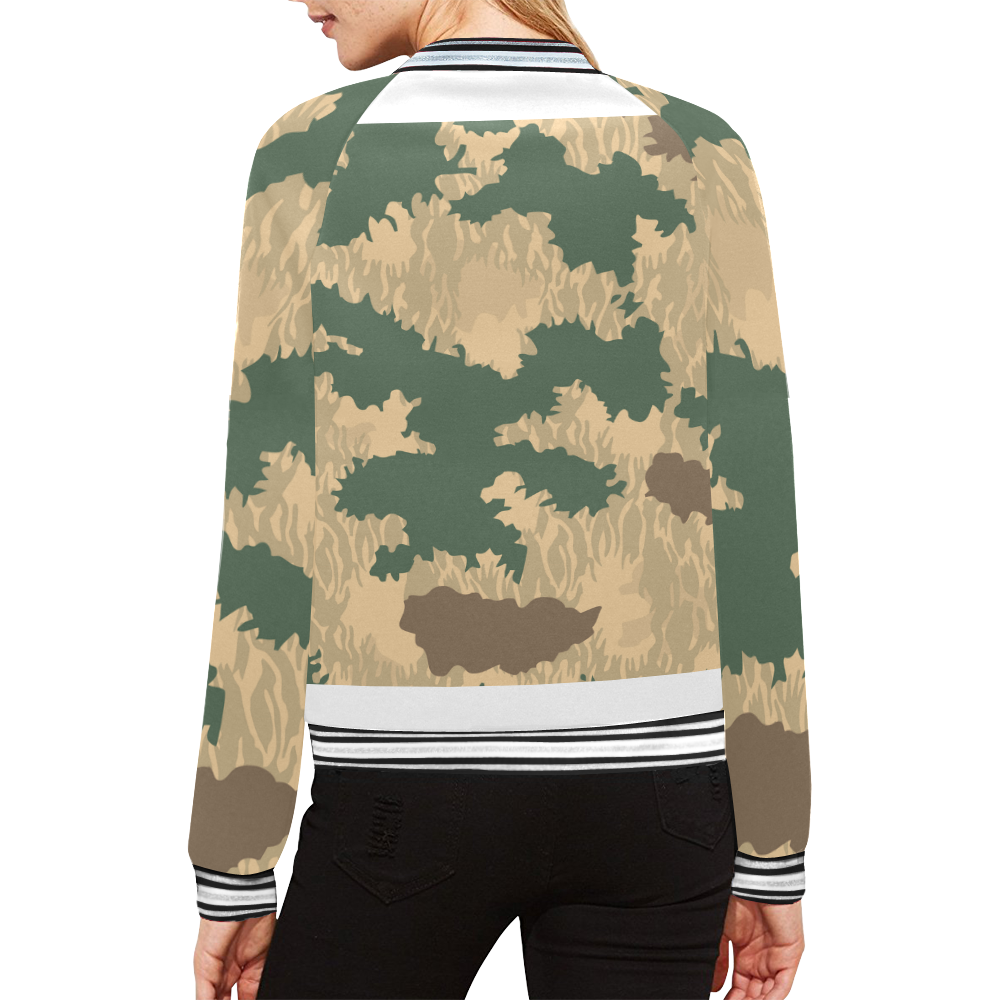 Camo brown All Over Print Bomber Jacket for Women (Model H21)