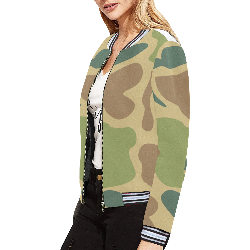 camouflage All Over Print Bomber Jacket for Women (Model H21)