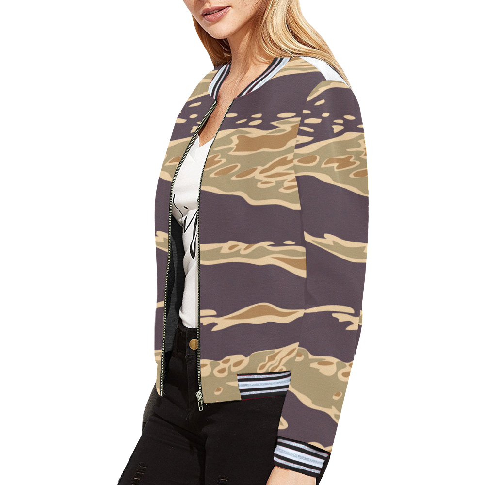 Camo pattern All Over Print Bomber Jacket for Women (Model H21)