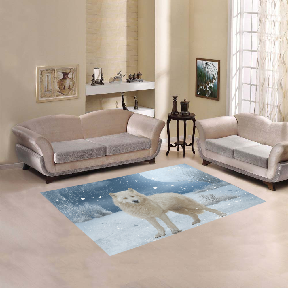 Awesome arctic wolf Area Rug 5'3''x4'