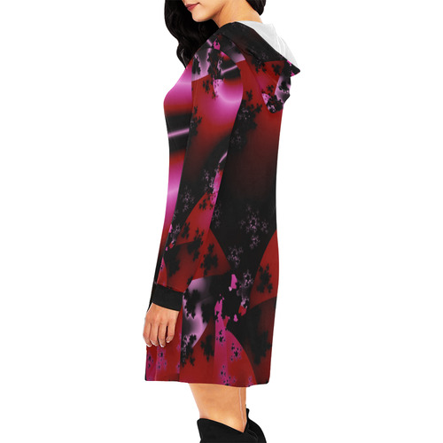 Pink & Black by Martina Webster All Over Print Hoodie Mini Dress (Model H27)