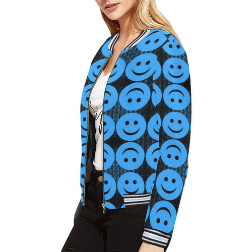 SMILES FOR EVERYONE-2 All Over Print Bomber Jacket for Women (Model H21)