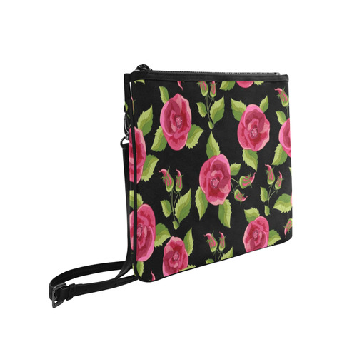 Blooming Pink Roses Slim Clutch Bag (Model 1668)