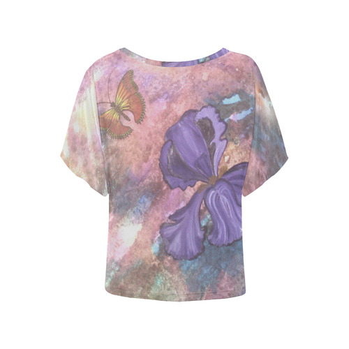 Pastel Monarchs Bat-Wing Blouse Women's Batwing-Sleeved Blouse T shirt (Model T44)