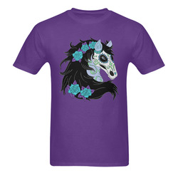 Sugar Skull Horse Turquoise Roses Purple Men's T-Shirt in USA Size (Two Sides Printing)