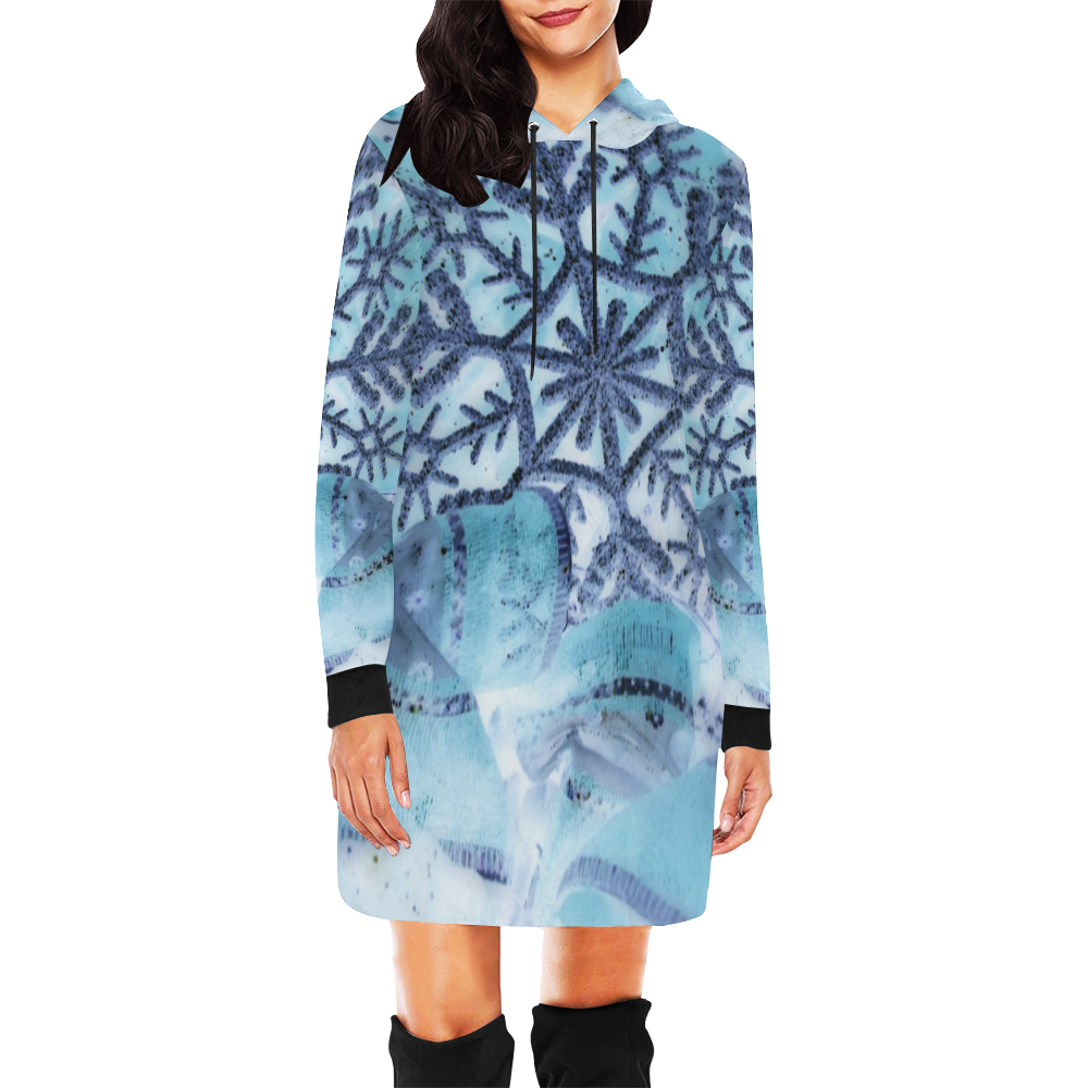 Icy snowflake by Martina Webster All Over Print Hoodie Mini Dress (Model H27)