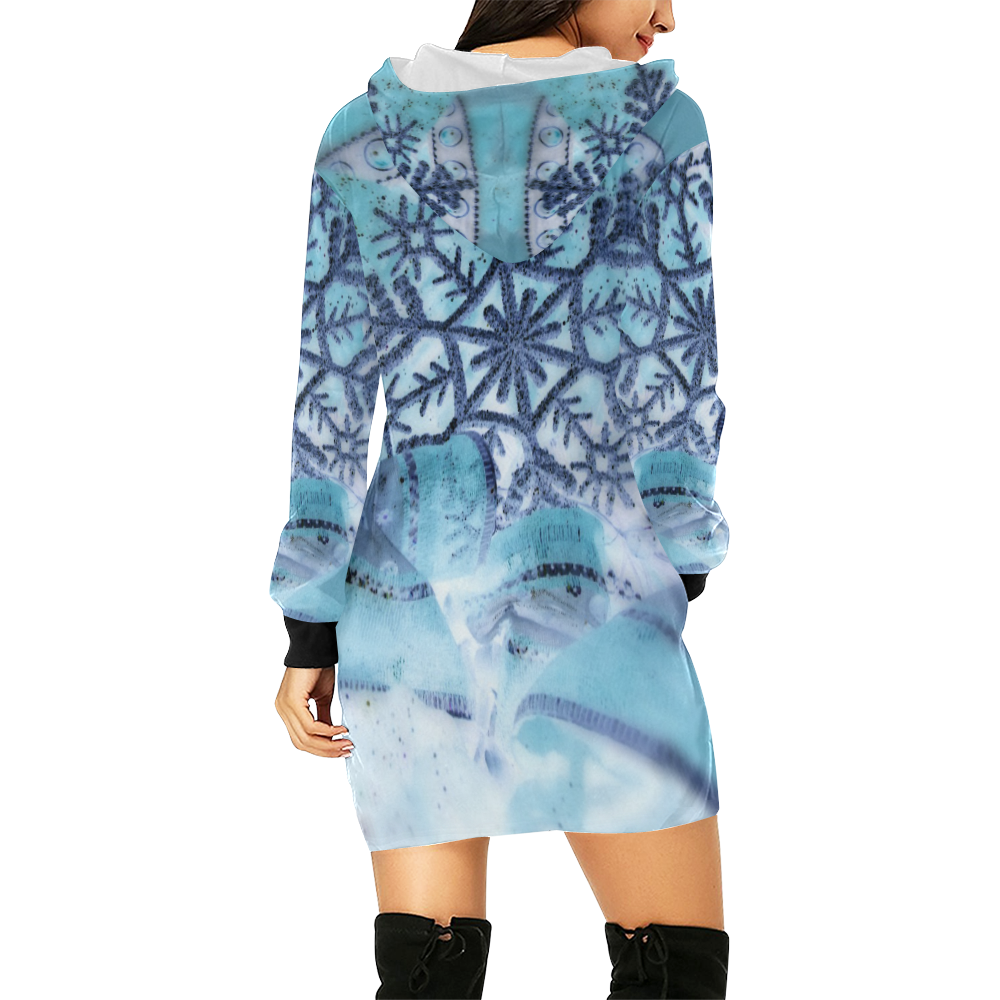 Icy snowflake by Martina Webster All Over Print Hoodie Mini Dress (Model H27)