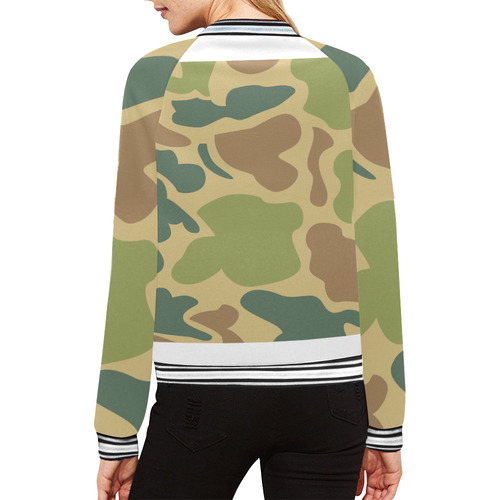 camouflage All Over Print Bomber Jacket for Women (Model H21)