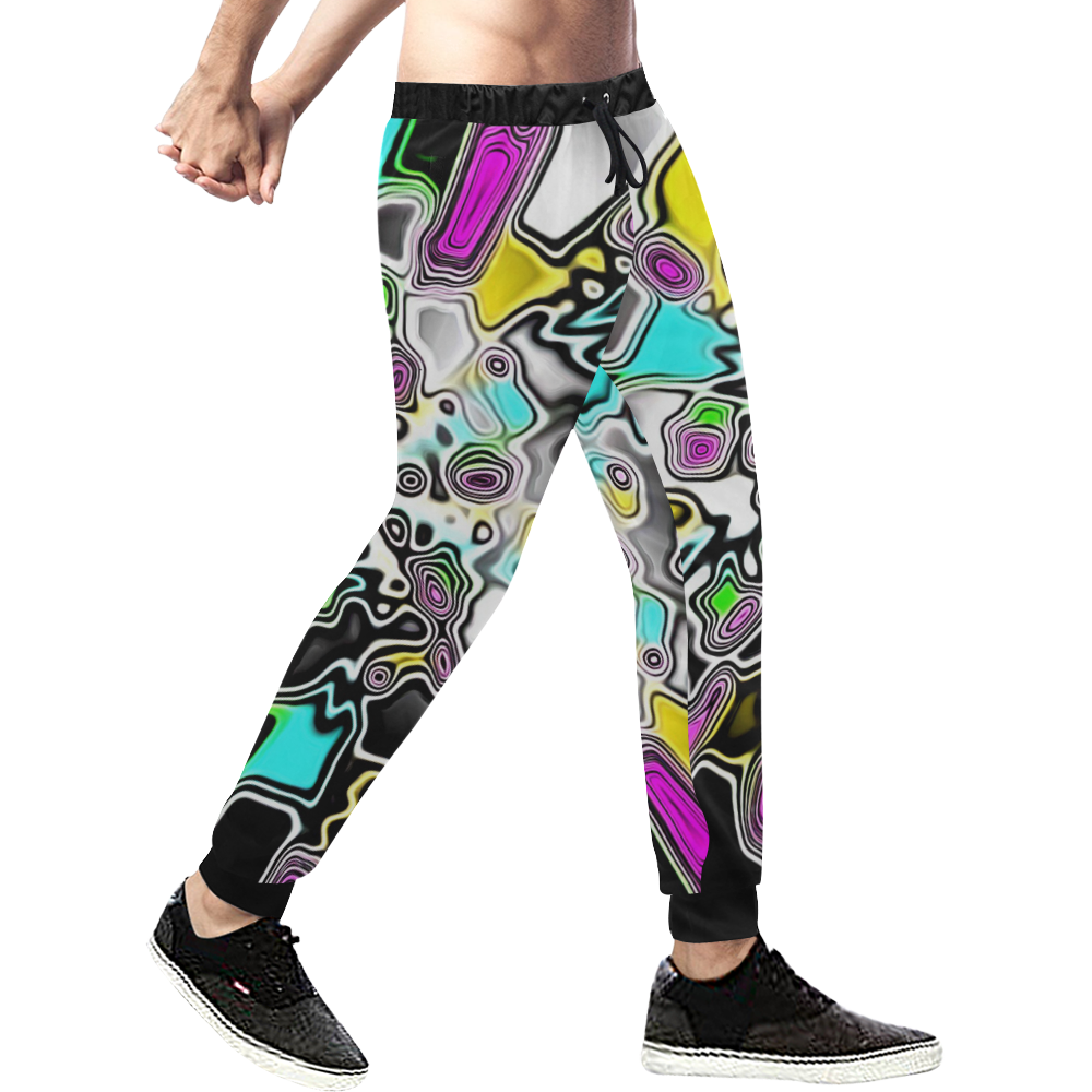 Psychedelic Paint Drop Men's All Over Print Sweatpants (Model L11)