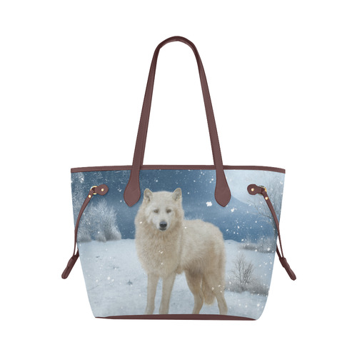 Awesome arctic wolf Clover Canvas Tote Bag (Model 1661)