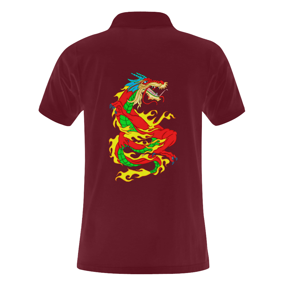 Red Chinese Dragon Red Men's Polo Shirt (Model T24)