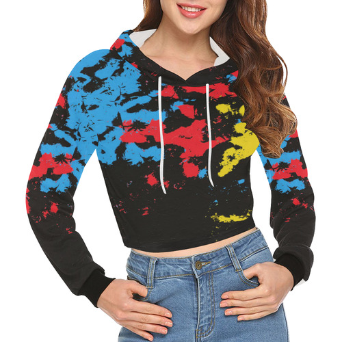 3 COLOURS All Over Print Crop Hoodie for Women (Model H22)