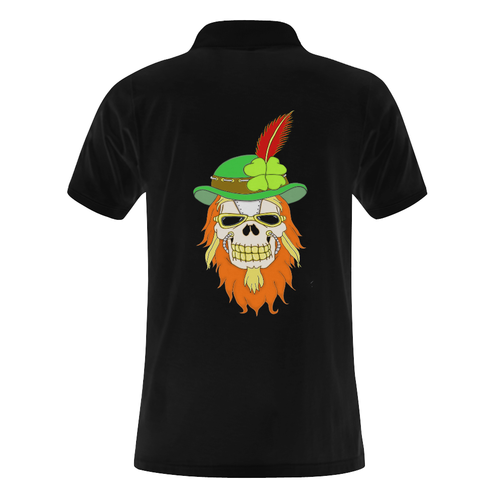 Irish Sugar Skull Black Men's Polo Shirt (Model T24)